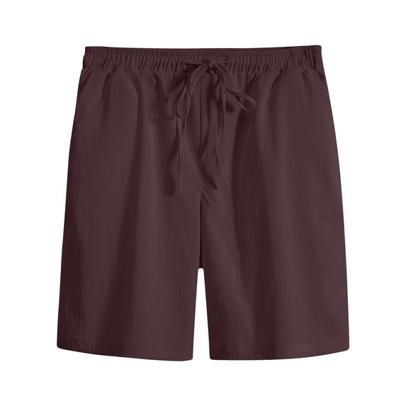 CaComMARK PI Shorts for Men Oversized Summer Leisure Sports Elastic Waist Solid Color Drawstring Pocket Shorts Wine 16(4XL)