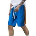 thumbnail image 1 of CaComMARK PI Shorts for Men Waffle Athletic Running Shorts Fashion Casual Drawstring Elastic Printing Design with Pockets Shorts Blue 8(XL), 1 of 5
