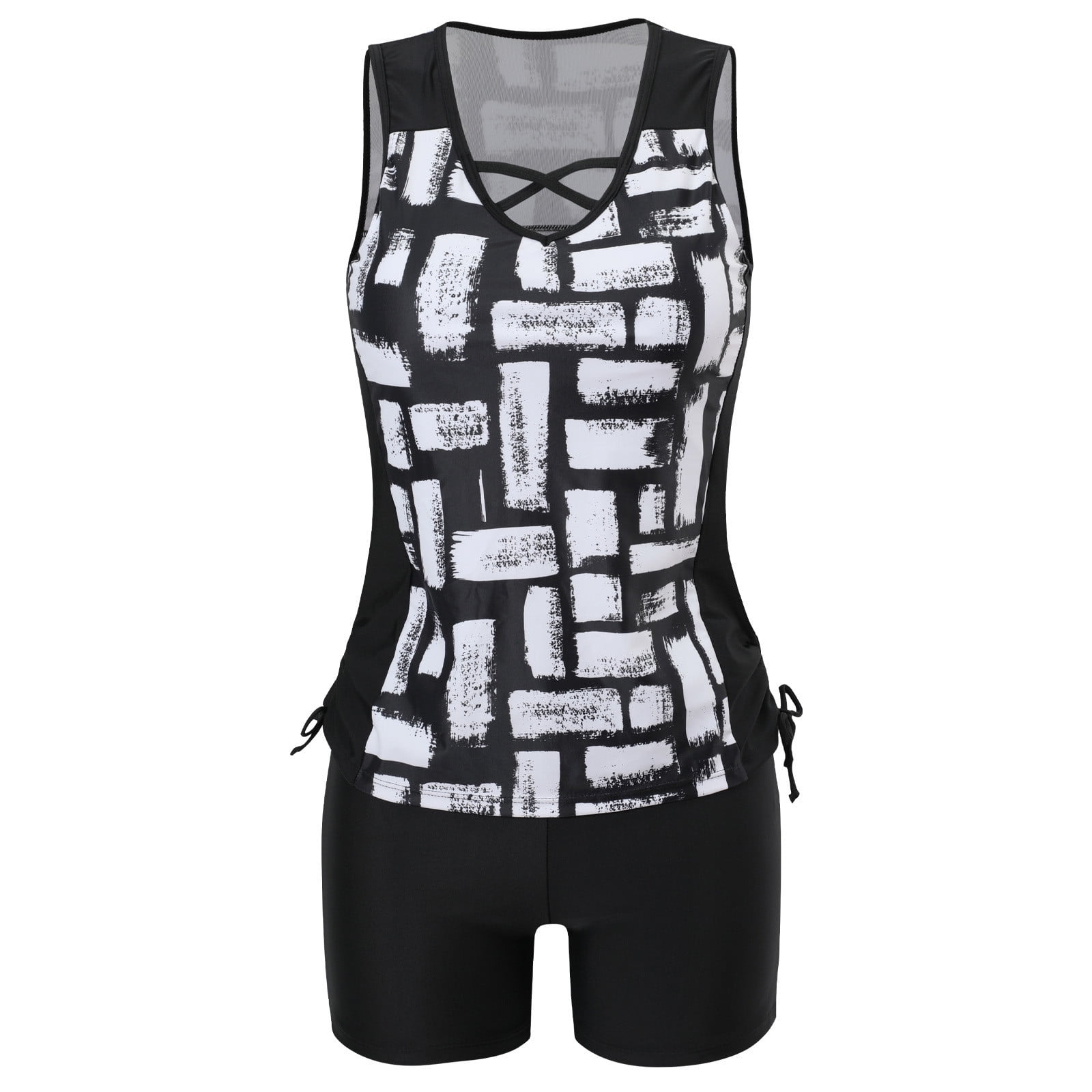 PI Clearance Swim Suits for Women 2024 Plus Size 2 Piece Tummy Control Tankini Tops