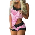 thumbnail image 1 of CaComMARK PI Clearance Valentine's Day Pajamas Sexy and Sweet Short PJ Set for Women Pink, 1 of 3