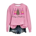 thumbnail image 1 of CaComMARK PI Clearance Women Christmas Sweaters Xmas Tree Long Sleeve Sweatshirts Holiday Graphic Shirts Pink, 1 of 4