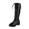 thumbnail image 1 of CaComMARK PI Women's Boots Laceing Hasp Low Heel Zipper Leather High Knight Footwear, 1 of 6