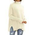 thumbnail image 1 of CaComMARK PI Women's Oversized Turtleneck Sweaters Fall Batwing Sleeve Ribbed Tunic Sweater Beige 8(L), 1 of 5