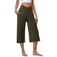 thumbnail image 1 of CaComMARK PI Women's Summer Casual Elastic Waist Printed Cropped Pants Army Green XXL, 1 of 7