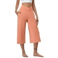thumbnail image 1 of CaComMARK PI Women's Summer Casual Elastic Waist Printed Cropped Pants Pink M, 1 of 7
