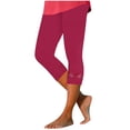 thumbnail image 1 of CaComMARK PI Women's Summer Casual Elastic Waist Printed Cropped Pants Pink XXL, 1 of 4