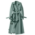 thumbnail image 1 of CaComMARK PI Clearance Women's Trench Coats Casual Double Breasted Drawstring Jackets Mountaineering Coat Windbreaker Green 14(3XL), 1 of 5