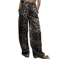 thumbnail image 1 of CaComMARK PI Women's Wide Leg Pants Leopard Printed Elastic Waist Pants Fashion Trend Loose Full Length Pants Brown 4(S), 1 of 7