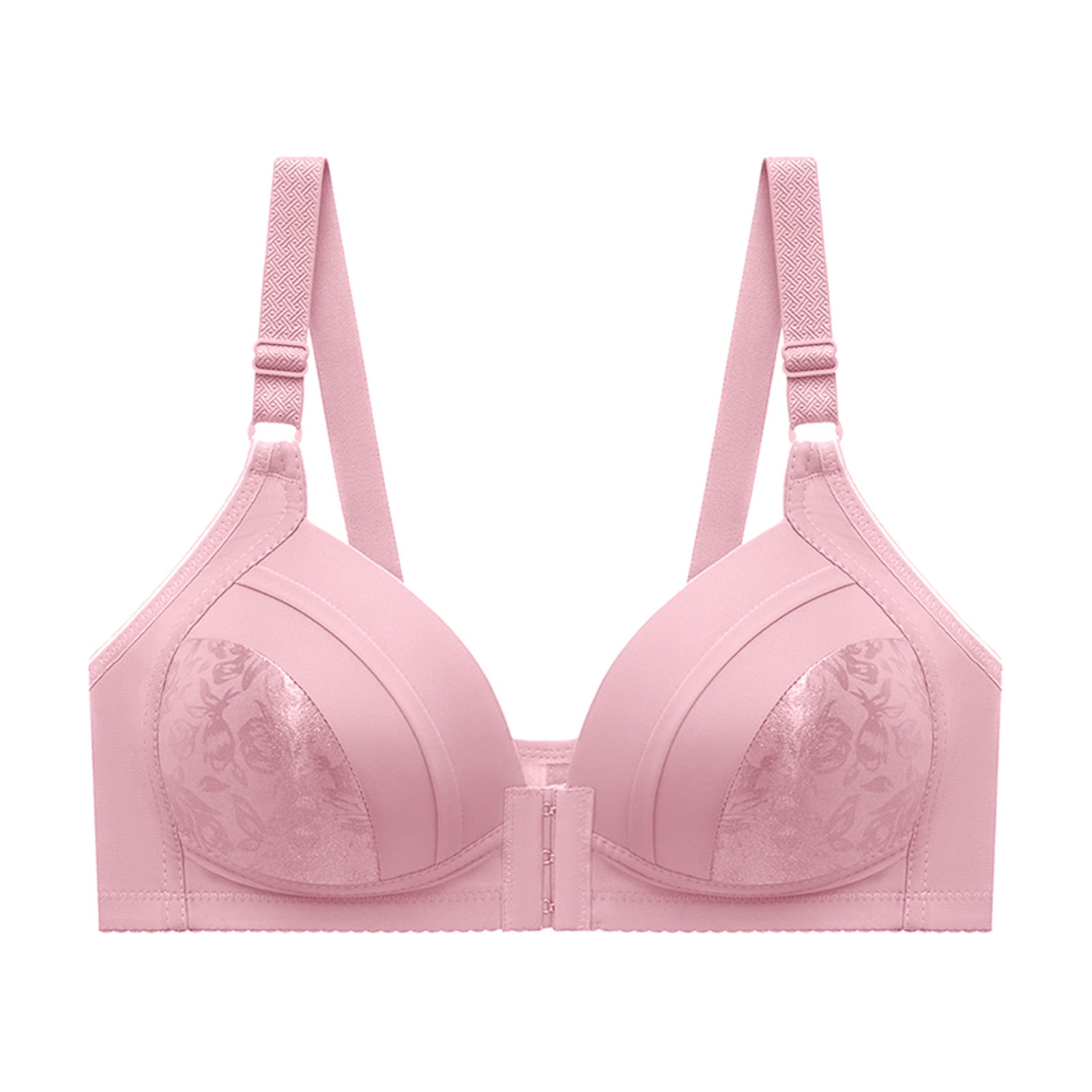 Womens Front Closure Racerback Bras Plunge Unlined Underwire Full Coverage  Seamless Bra B-H Cups Marshmallow Pink 34B