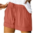 thumbnail image 1 of CaComMARK PI Womens Drawstring Shorts Summer Elastic Waist Casual Lightweight with Pockets Orange 8(L), 1 of 6