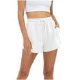 thumbnail image 1 of Puntoco Clearance Womens Drawstring Shorts Summer Elastic Waist Casual Lightweight with Pockets White 8(L), 1 of 9