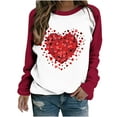 thumbnail image 1 of CaComMARK PI Womens Heart Printed Long Sleeve Tops Tee Shirts for Valentine's Day Red, 1 of 3