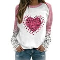 thumbnail image 1 of CaComMARK PI Womens Long Sleeve Heart Prints Blouse Crew Neck Valentines Tshirt Sweatshirt Pink, 1 of 3
