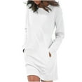 thumbnail image 1 of CaComMARK PI Womens Long Sleeve Sweatshirt Dress Casual Pullover Tunic Tops Loose Fit Crewneck Sweatshirts with Pockets White, 1 of 8