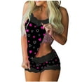thumbnail image 1 of CaComMARK PI Womens Pajamas Lingerie Lace Sexy PJ Sleepwear Shorts Set for Valentine's Day Black, 1 of 5