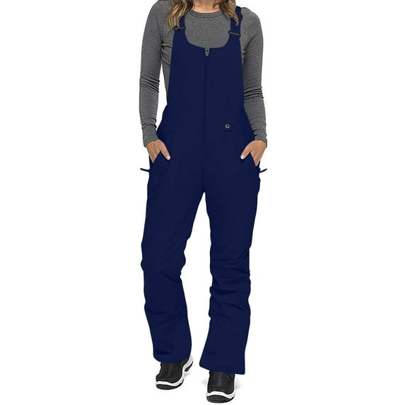 CaComMARK PI Clearance Womens Ski Snow Bibs Pants Insulated Water Resistant Overalls Snowboarding Winter Waterproof Pants Navy 12(XXL)