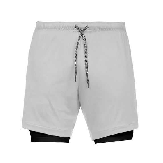 CaComMARK PI Clearance Workout Shorts for Men 2 in 1 Running Shorts Gym Athletic Quick Dry Shorts with Liner Gray XL(XL)