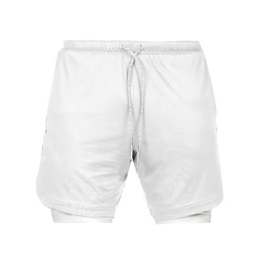 CaComMARK PI Clearance Workout Shorts for Men 2 in 1 Running Shorts Gym Athletic Quick Dry Shorts with Liner White XL(XL)