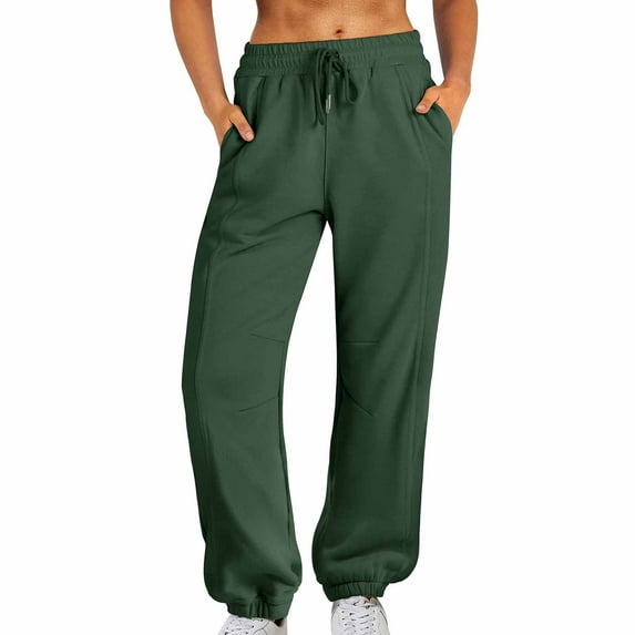 CaComMARK PI Flash Deals of the Day Clearance Womens High Waisted Sweatpants Drawstring Jogger Sweat Pants Cinch Bottom Workout Trousers