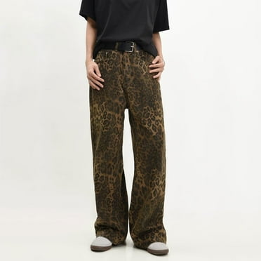 CaComMARK PI Jeans for Women High Waist Leopard Print Jeans Cheetah Pants Wide Leg Jeans 2000s Mcbling Grunge Clothes Sales Today Clearance