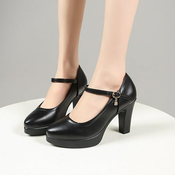 CaComMARK PI Mary Jane Shoes for Women PU Leather Cute Low Kitten High Heels Retro Vintage Shoes for Women 1950s Round Toe Shoe with Ankle Strap Dress Shoes on sale items