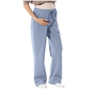 CaComMARK PI Maternity Pants Fall High Waisted Cotton Sports Pants Sweatpants Palazzo Pants Wide Leg Long Lounge Pant Trousers with Pocket flash sales today deals prime clearance
