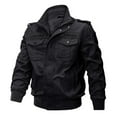 thumbnail image 1 of CaComMARK PI Men's Jacket Casual Fashion Zipper Cardigan Pocket Solid Color Stand Up Collar Long Sleeve Outwear Jackets Tops Black 4(L), 1 of 1