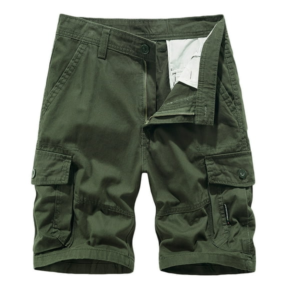 CaComMARK PI Men's Shorts Clearance Men's Casual Summer Solid Color Button Multi-Pocket Sport Outdoors Shorts Pants Army Green