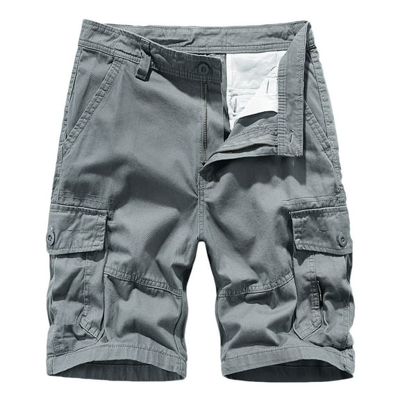 CaComMARK PI Men's Shorts Men's Casual Summer Solid Color Button Multi-Pocket Sport Outdoors Shorts Pants Gray