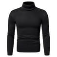 thumbnail image 1 of CaComMARK PI Men's Turtleneck Long Sleeve Solid Colour Stretch Slim Fit Bottoming Top Blouse Black, 1 of 6