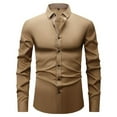 thumbnail image 1 of CaComMARK PI Mens Business Dress Shirts Long Sleeve Casual Button Down Shirt formal Inner Collar Contrast Shirt for Men Wedding Brown XXL(XXL), 1 of 2