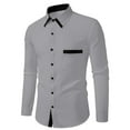 thumbnail image 1 of CaComMARK PI Mens Business Dress Shirts Long Sleeve Casual Button Down Shirt formal Inner Collar Contrast Shirt for Men Wedding Gray S(S), 1 of 5