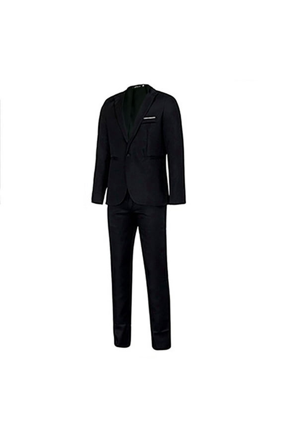 Mens Suit 2 Piece Suits for Men One Button Slim Fit Solid Jacket & Pant Tuxedo Set Business Wedding Party