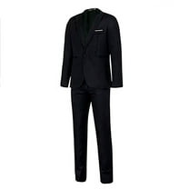 CaComMARK PI Mens Suit 2 Piece Suits for Men One Button Slim Fit Solid Jacket & Pant Tuxedo Set Business Wedding Party