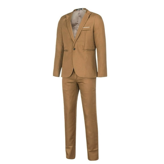 CaComMARK PI Mens Suit 2 Piece Suits for Men One Button Slim Fit Solid Jacket & Pant Tuxedo Set Business Wedding Party