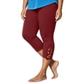 thumbnail image 1 of CaComMARK PI Plus Size Capri Pants for Women Stretchy Tummy Control Workout Leggings Casual Slim Comfy Yoga Lace Cropped Pant Wine, 1 of 6