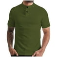 thumbnail image 1 of CaComMARK PI Henley Shirt for Mens Summer Short Sleeved T-shirt Top Solid Color Slim Fit Casual T-Shirt Army Green 3XL, 1 of 6