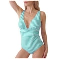 thumbnail image 1 of CaComMARK PI Maternity One Piece Swimsuit for Wome Striped Pregnancy Swimwear Spaghetti Straps Ruched Adjustable Green L, 1 of 5