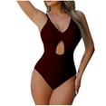 thumbnail image 1 of CaComMARK PI One Piece Swimsuit for Women Summer Cutout Solid Color Sexy Backless Strap Bikini Swimsuit Red XXL, 1 of 3