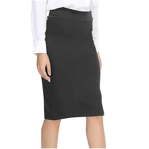 CaComMARK PI Women's Pencil Skirt Work Leisure Business Skirt Elastic Waist Stretch Bodycon Midi Basic Knee Length Pencil Skirt Gray XXL(XXL)