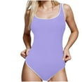 thumbnail image 1 of CaComMARK PI Sale One Piece Swimsuit for Women High Waisted Tummy Tuck Ribbed Sexy Slim One Piece Swimsuit Purple S, 1 of 3