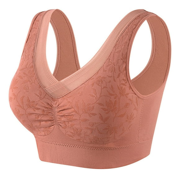 CaComMARK PI Sports Bras for Women Plus Size Women Seamless Sports Bra Wirefree Yoga Bra with Removable Pads Coffee 16(XXXXL)