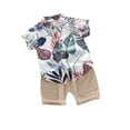 thumbnail image 1 of CaComMARK PI Toddler Boys Clothes Clearance Summer Outfits Gentleman Suit Short Sleeve Shirt Tops Shorts Beachwear 2 Piece Set Baby Clothes 1-4T Gift for Children Cheapest Items on Sale White 1T, 1 of 5