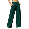 thumbnail image 1 of CaComMARK PI Wide Leg Sweatpants for Women High Waisted Baggy Pants Lightweight Straight Leg Casual Pants with Pockets Green, 1 of 8