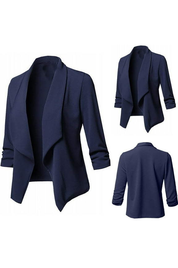 Women 3/4 Sleeve Blazer Open Front Cardigan Jacket Work office Blaze Fashion Casual Solid Open Front Cardigan Coat Sale