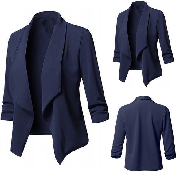 CaComMARK PI Women 3/4 Sleeve Blazer Open Front Cardigan Jacket Work office Blaze Fashion Casual Solid Open Front Cardigan CoatToday Sales