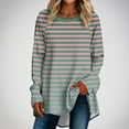 thumbnail image 1 of CaComMARK PI Women Tops Casual Full Sleeve Round Neck Striped Tops Long Sweatshirts Loose Blouse Print Graphic T Shirt s today prime, 1 of 5