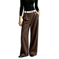 thumbnail image 1 of CaComMARK PI Women's Baggy Casual Dress Pants Lightweight Pleated Wide Leg Pants Loose Relaxed Fit Trousers Brown, 1 of 8
