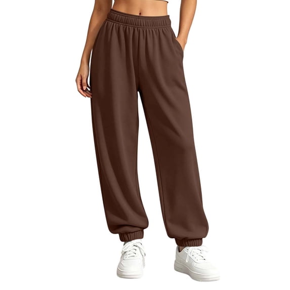 CaComMARK PI Women's Baggy Sweatpants Wide Leg Gym Workout Running Drawstring Sweatpant with Pockets Coffee