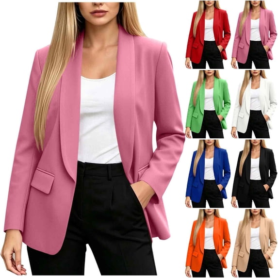 CaComMARK PI Women's Blazers Long Sleeve office Open Front Lapel Blazer Dressy Business Casual Work Suit Coat Fall Jackets White
